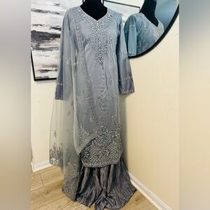 Elegant Gray Embellished Dress